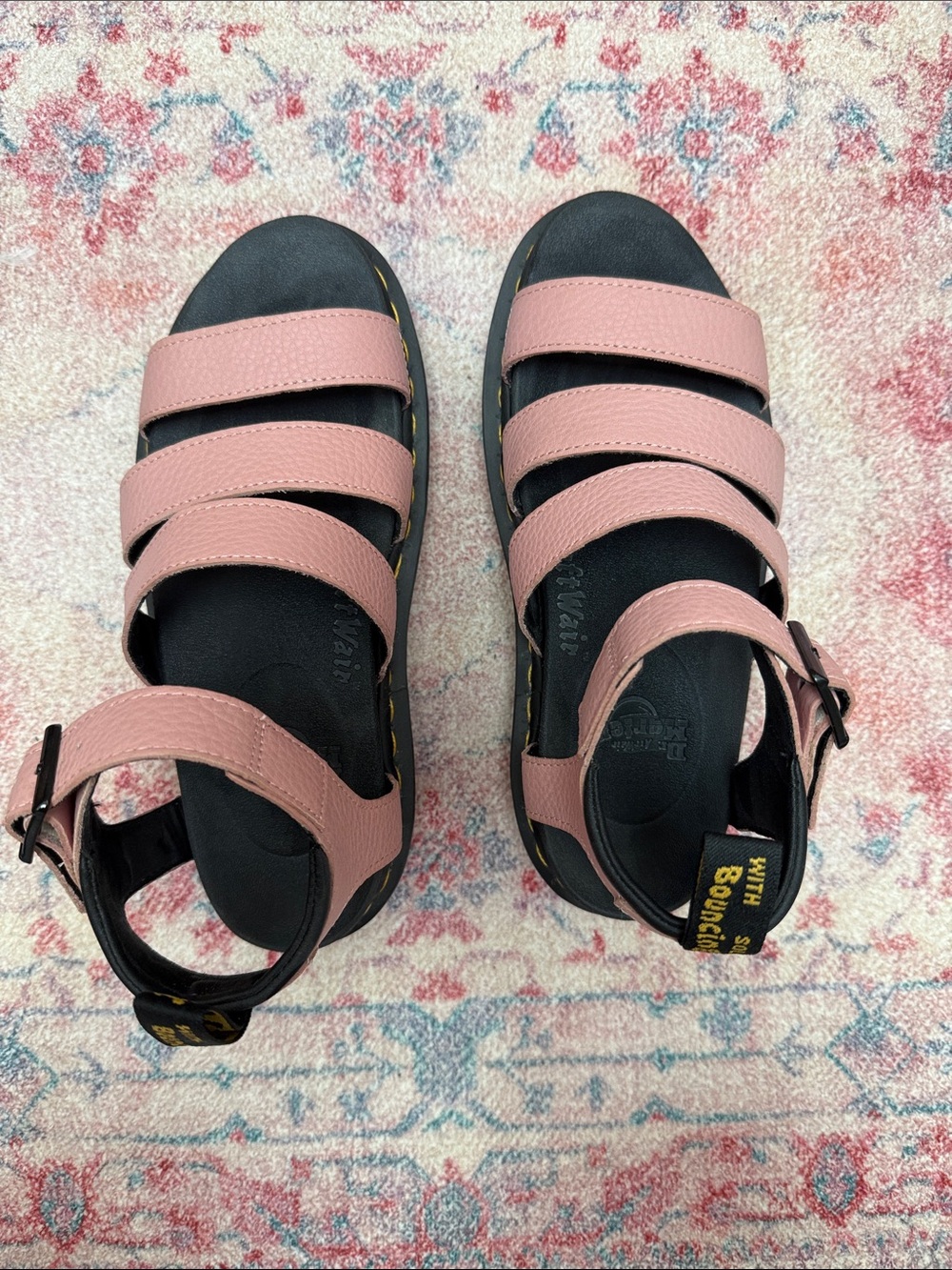 Dr. Martens Pink Leather Strappy Platform Sandals